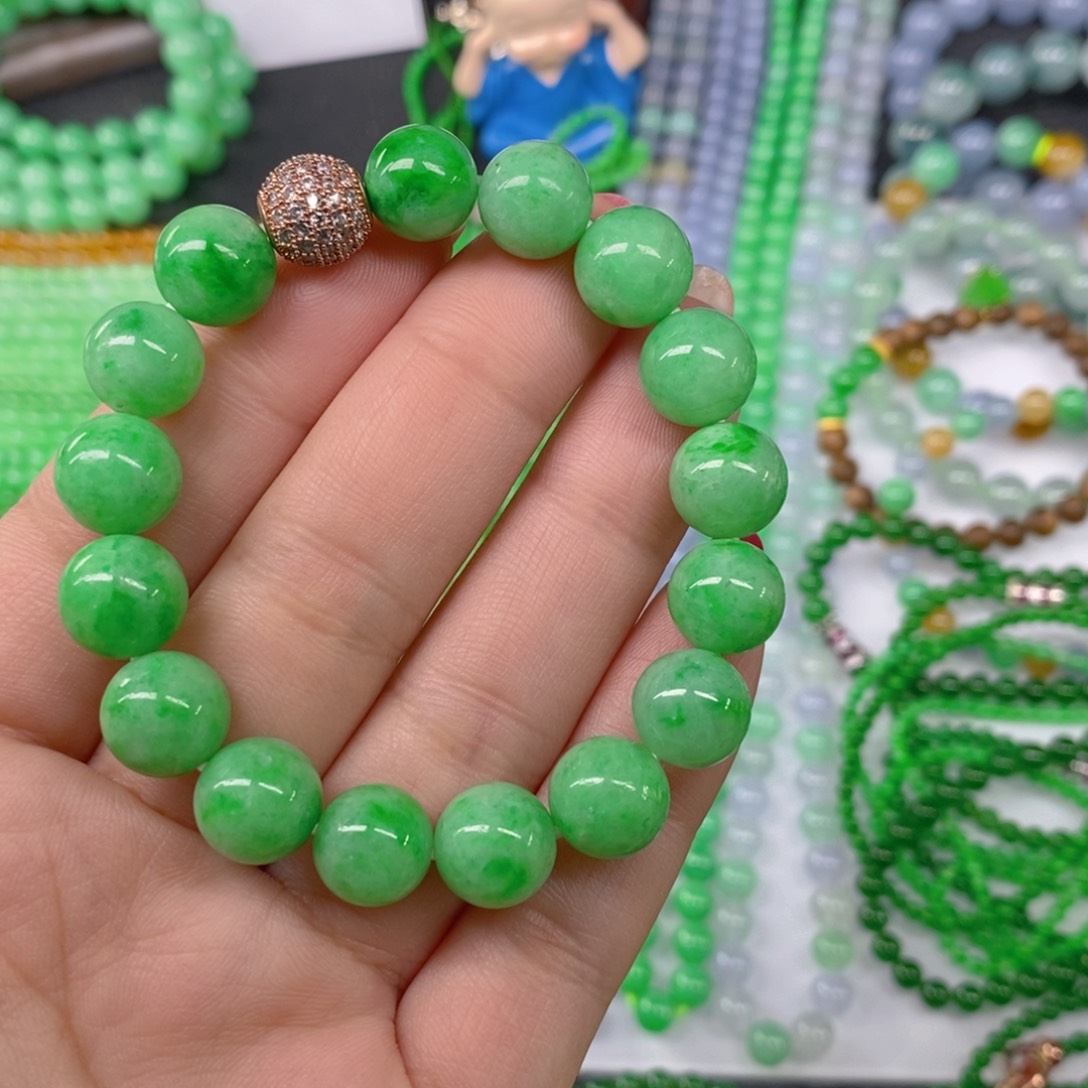 颈饰未镶嵌翡翠缅甸天然翡翠阳绿手链11