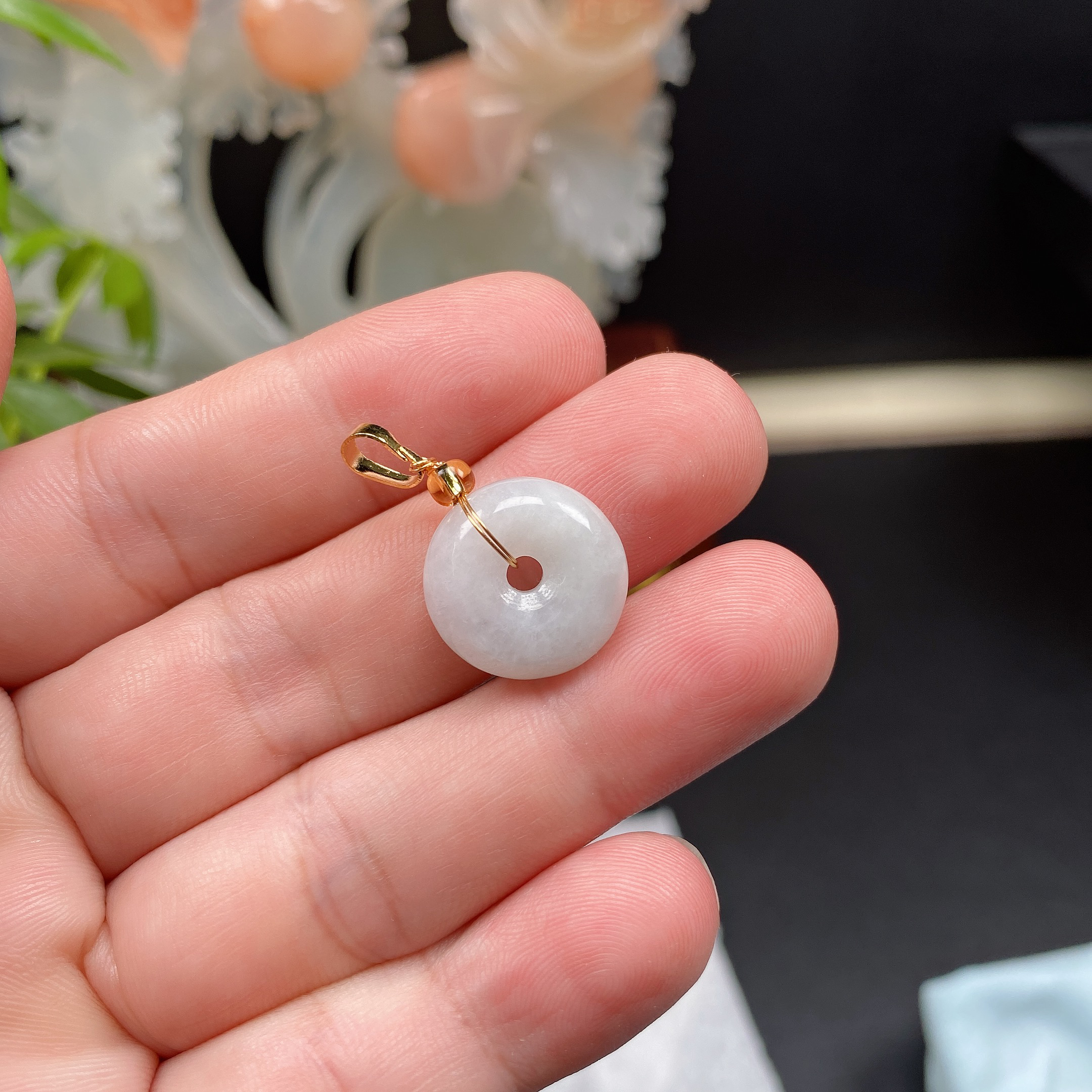 17天然翡翠A货平安扣迷你吊坠气质时尚百搭精美素款简约高冰