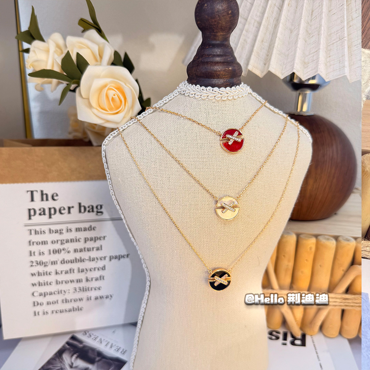 铜合金锆石项链 铜合金轻奢交叉圆形项链XL-1037