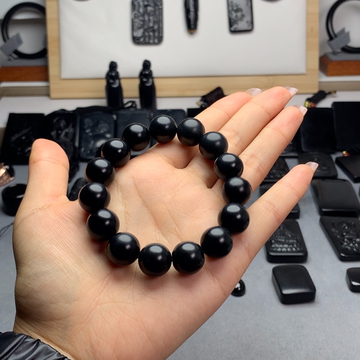 和田玉（墨玉）未镶嵌手串特价14mm
