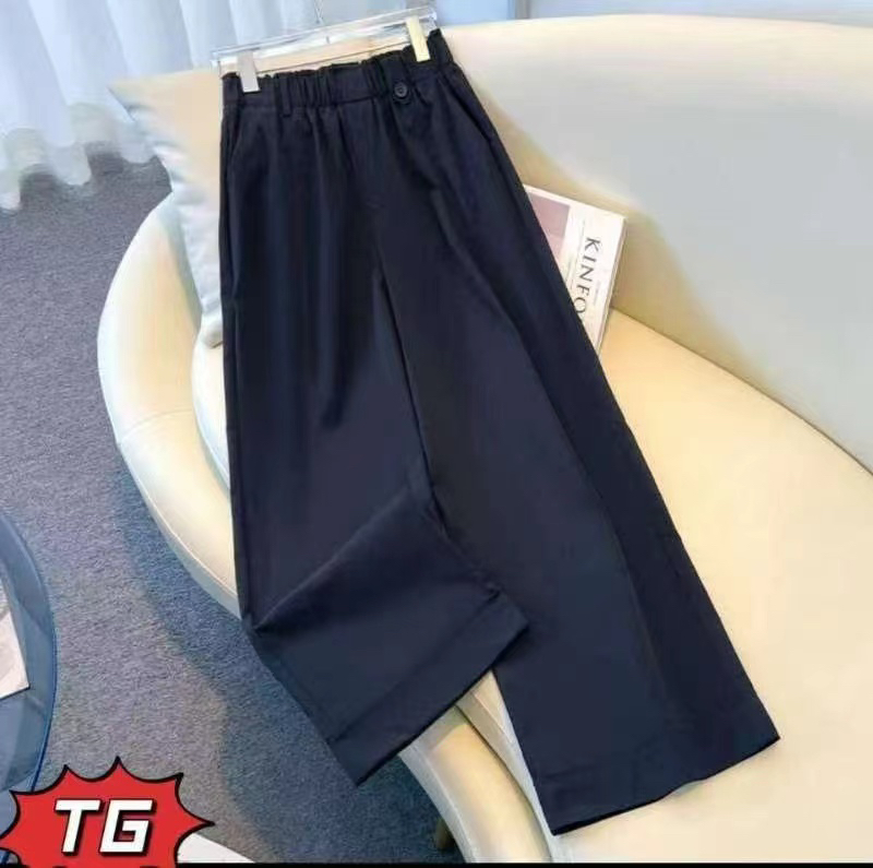 夏季薄款百搭高腰显瘦茶白色宽松直筒女裤