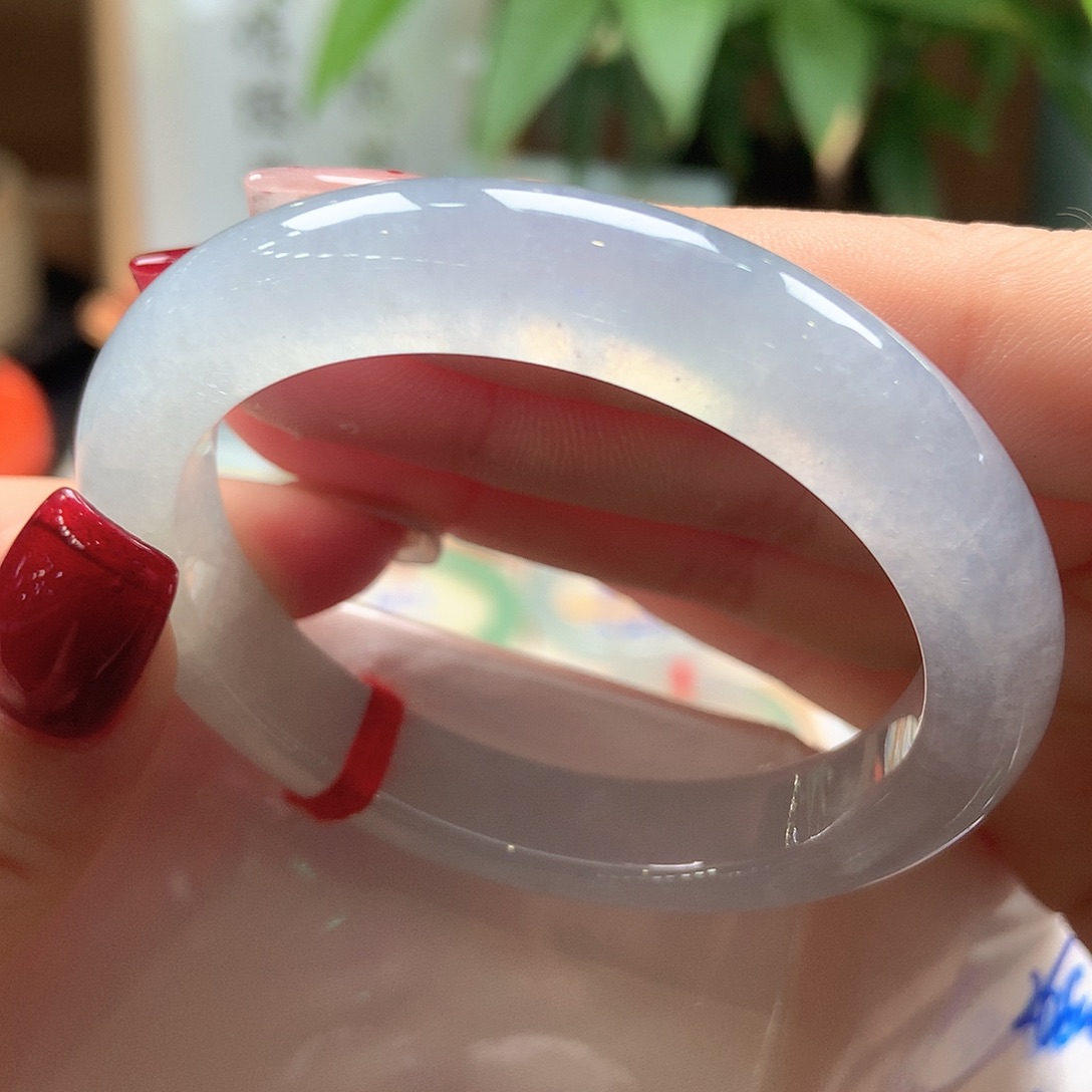 翡翠未镶嵌手镯白冰起光12号