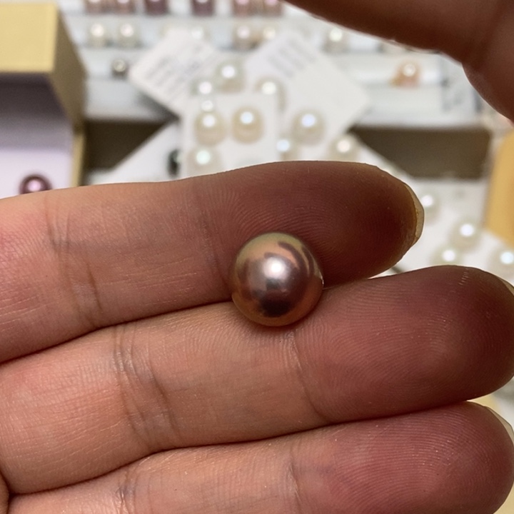 银S925镶嵌12.2m绿光珍珠不打孔淡水珍珠