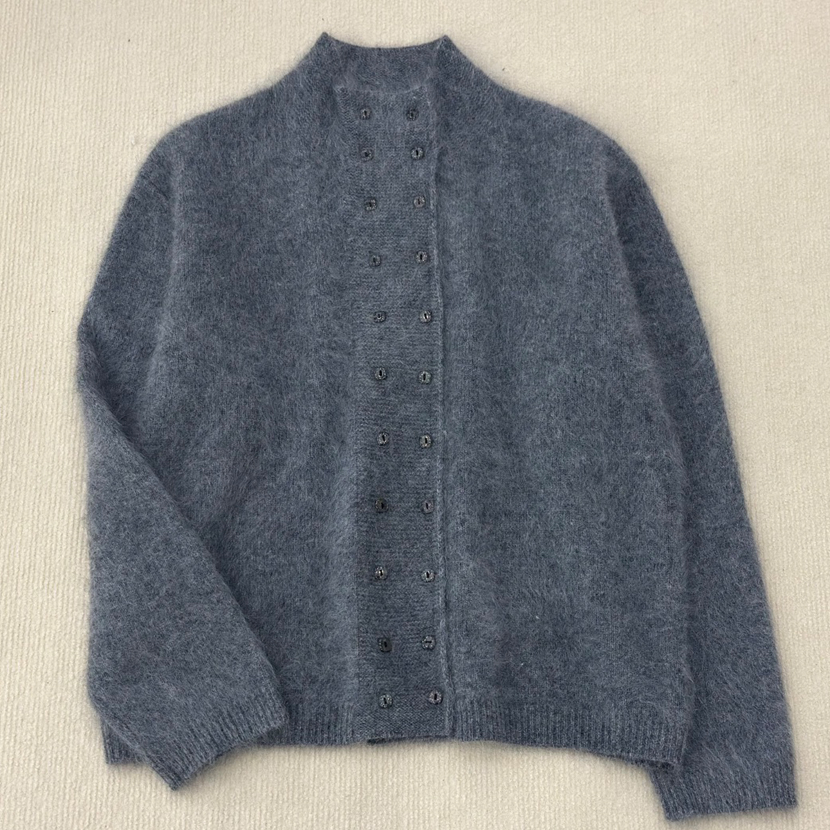 【双排扣】100毛  拉绒   半高领双排扣复古洋气毛衣开衫