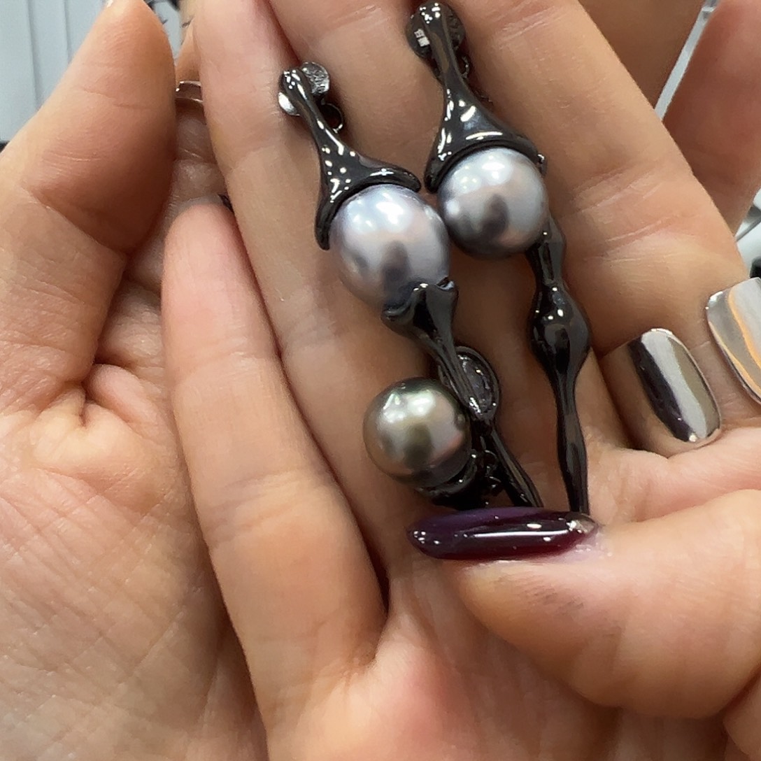 海水珍珠耳饰银S925镶嵌