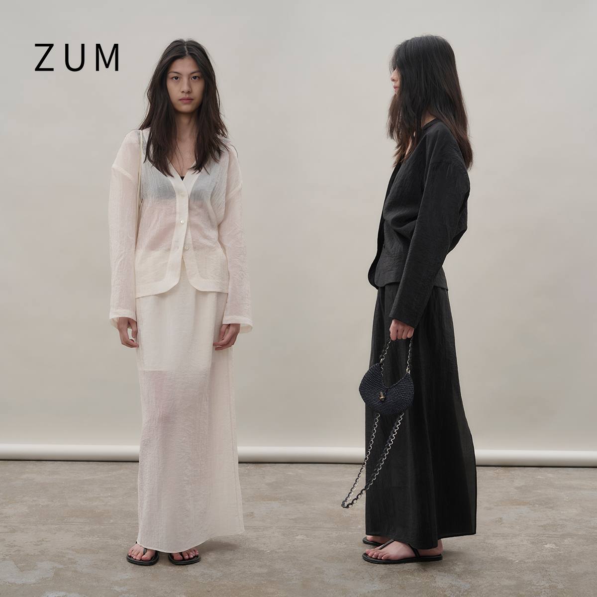 ZUM 时尚衬衫v领春季25夏新款凉爽长袖外搭优雅轻盈上衣女高级感