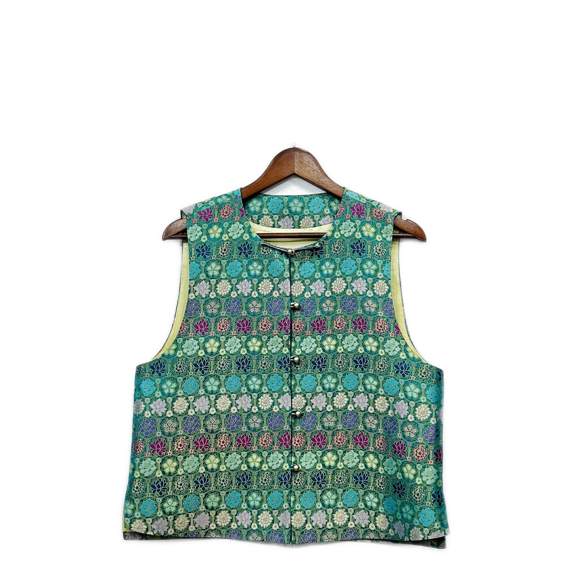 2025新款宋锦高仿圆领对襟爆款新中式国风宋锦提花马甲潮女款秋冬