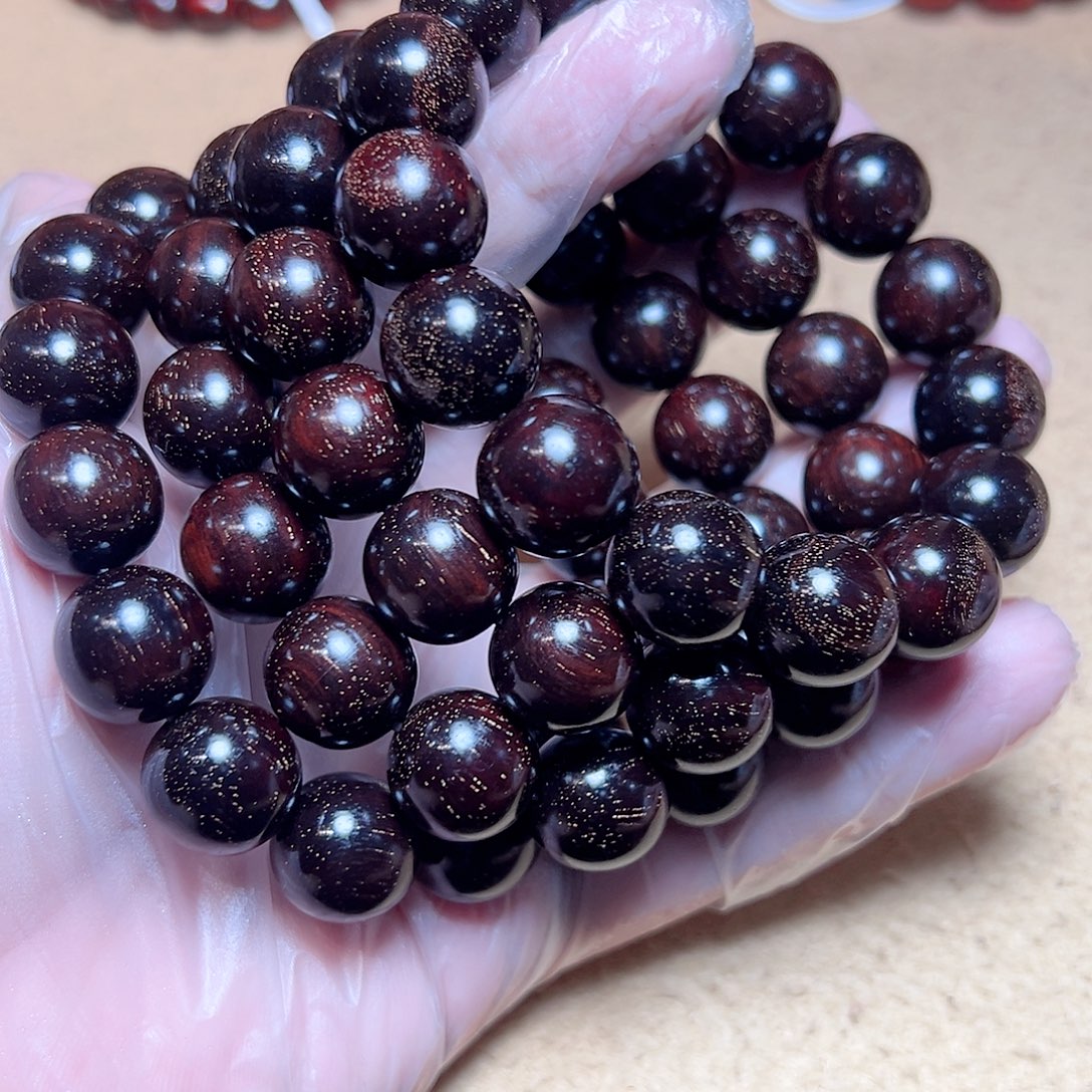 小叶紫檀手串/手链1.5螺旋金星孤品