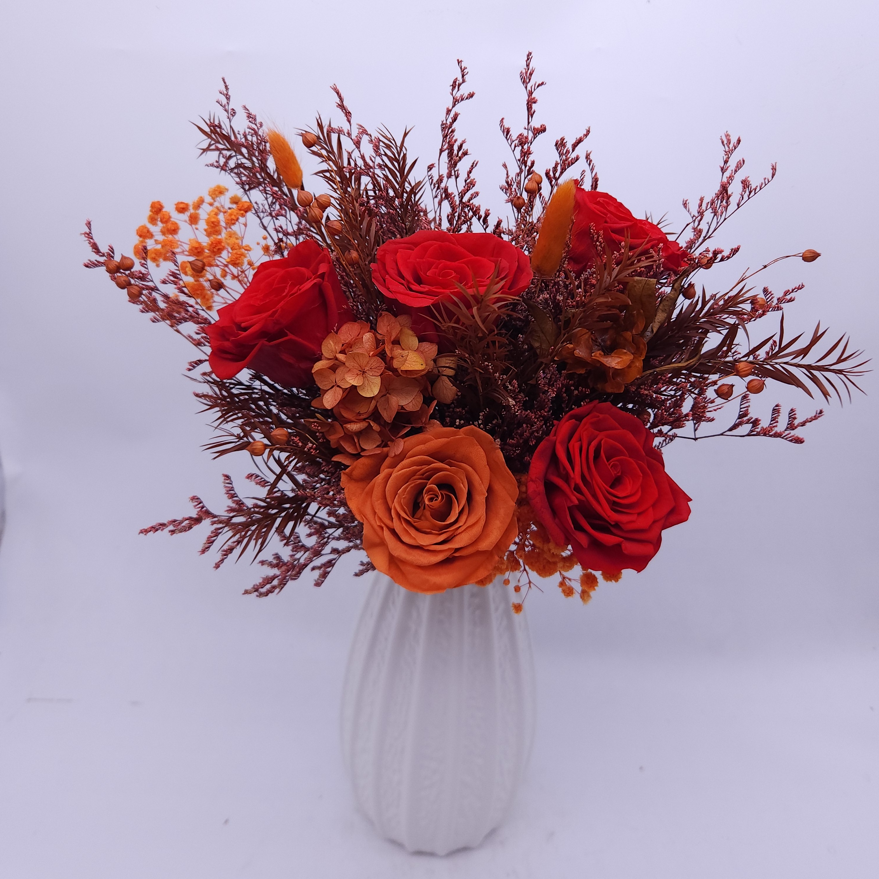 暖秋燃烧的爰 高级感欧式安哥拉红绣球永生花客厅装饰节庆礼品花