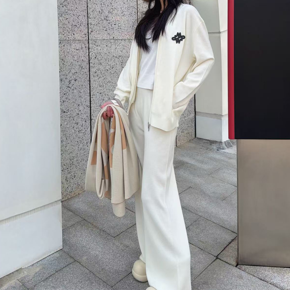 毛织运动空气感阔腿裤时尚休闲