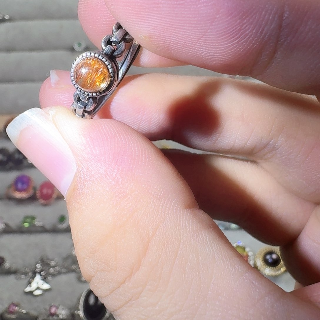 芙蓉石戒指银S925镶嵌