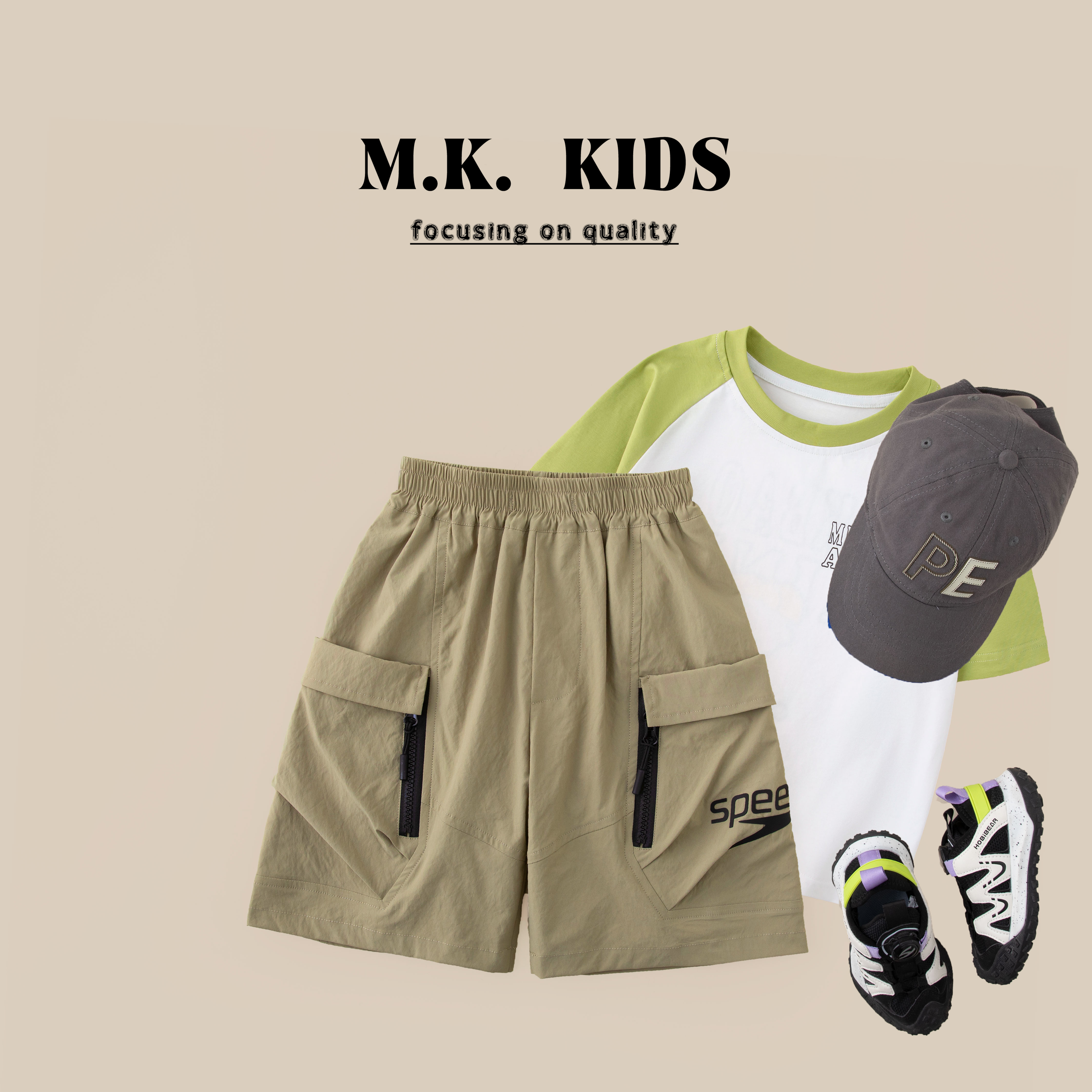 儿童夏款工装短裤2025新款男童潮流时尚五分速干裤XF8421华子童装