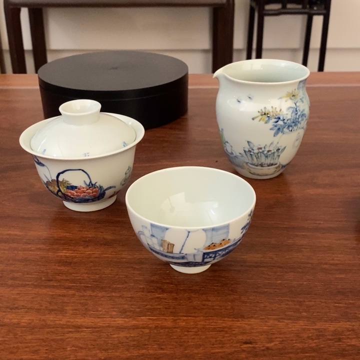 N***。景德镇艺术清供盖碗公道单杯