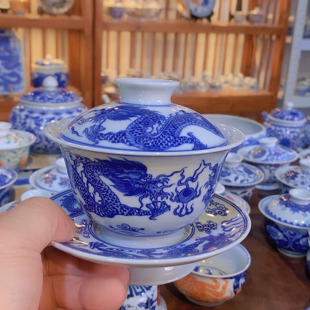 錡镇堂手工手绘盖碗