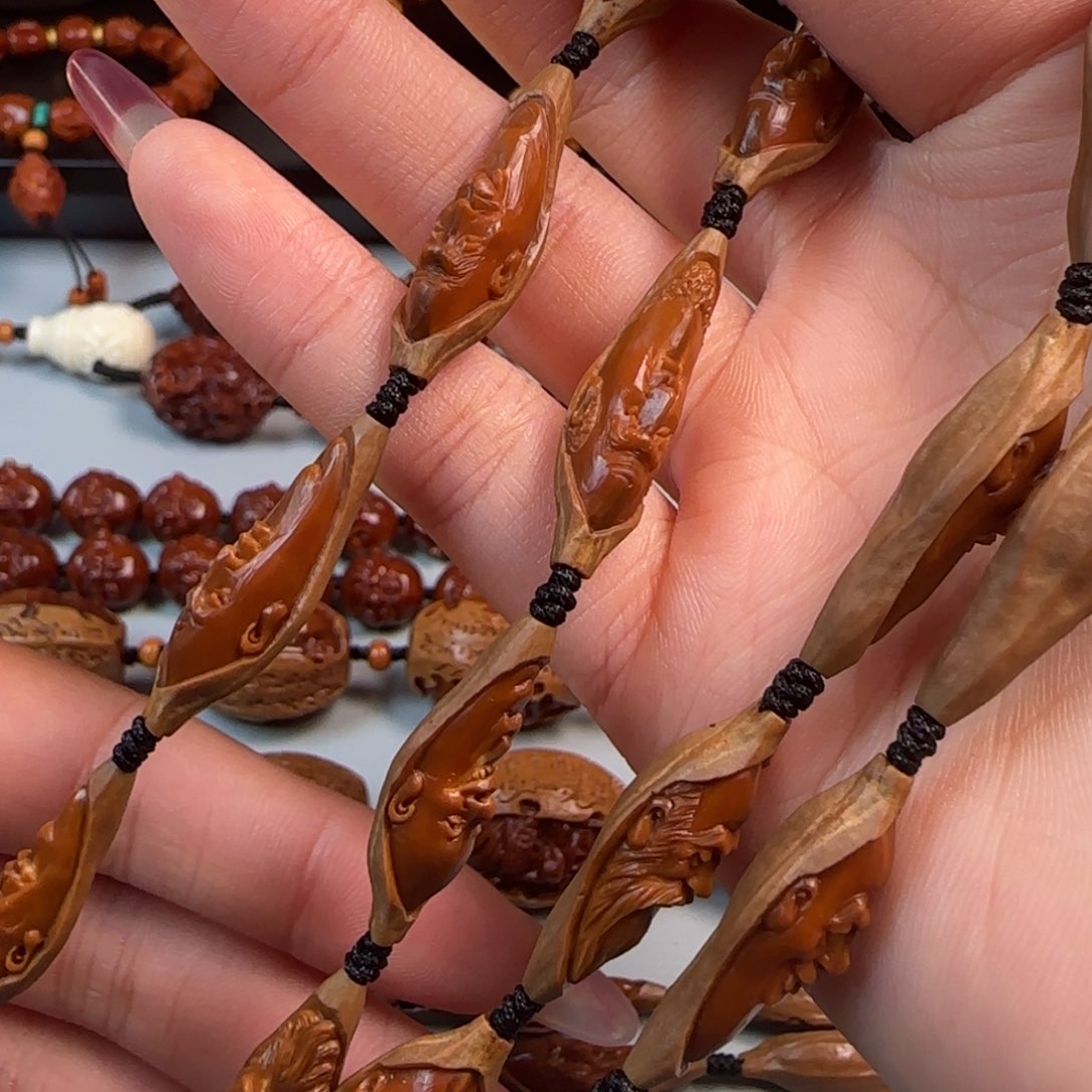 橄榄核手串/手链尺寸0.9水晶核柳叶十八罗汉脖挂