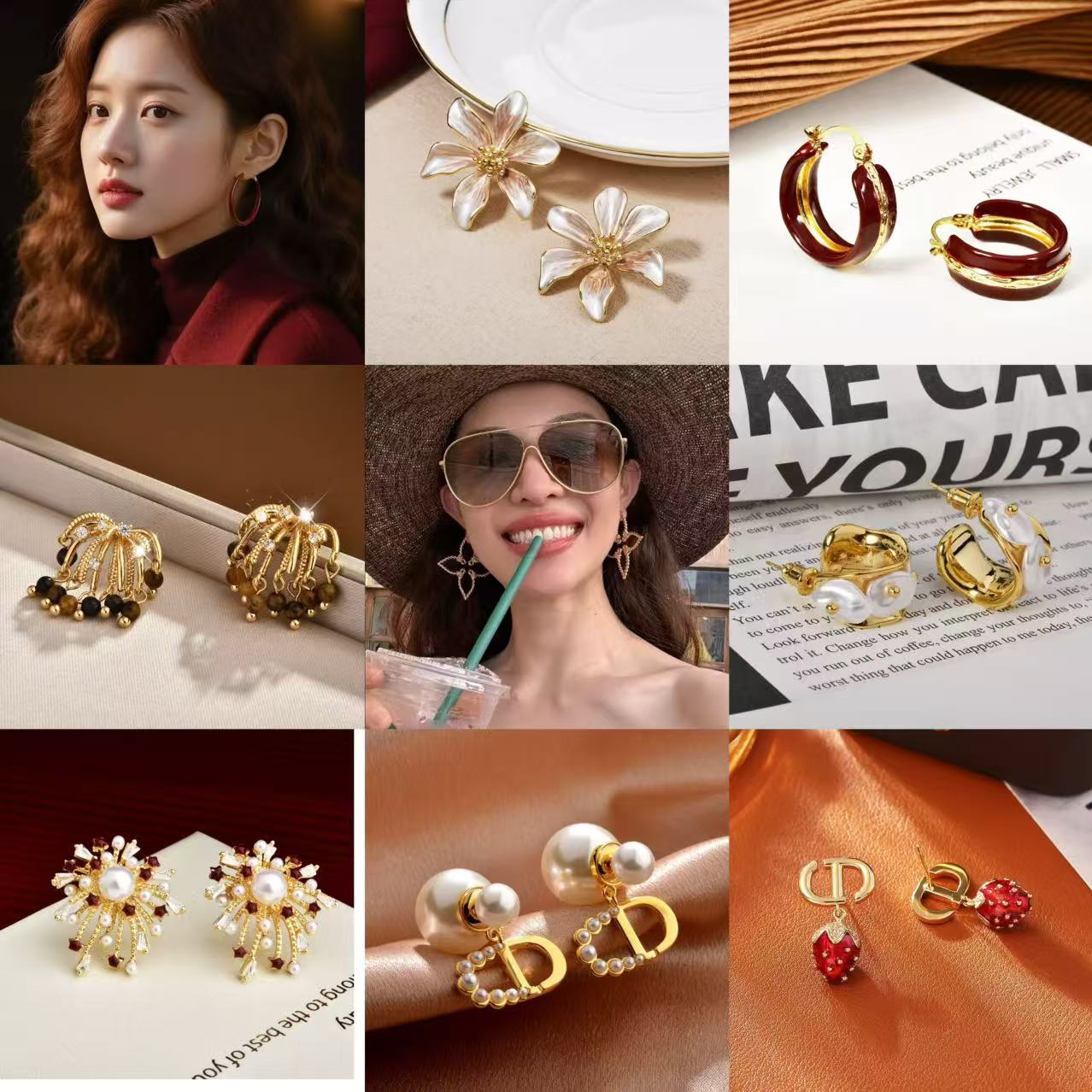 铜合金锆石耳饰 合金饰品 轻奢气质百搭耳饰 直播间过品链接