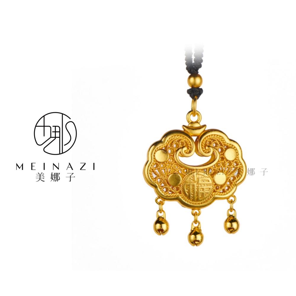 项链  MEINA/新款新款莲花平安锁手编轻奢时尚百搭复古精美