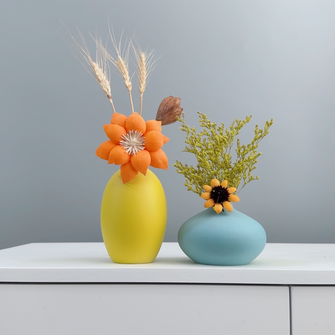 摆件陶瓷花瓶摆件含花总高约20-30cm