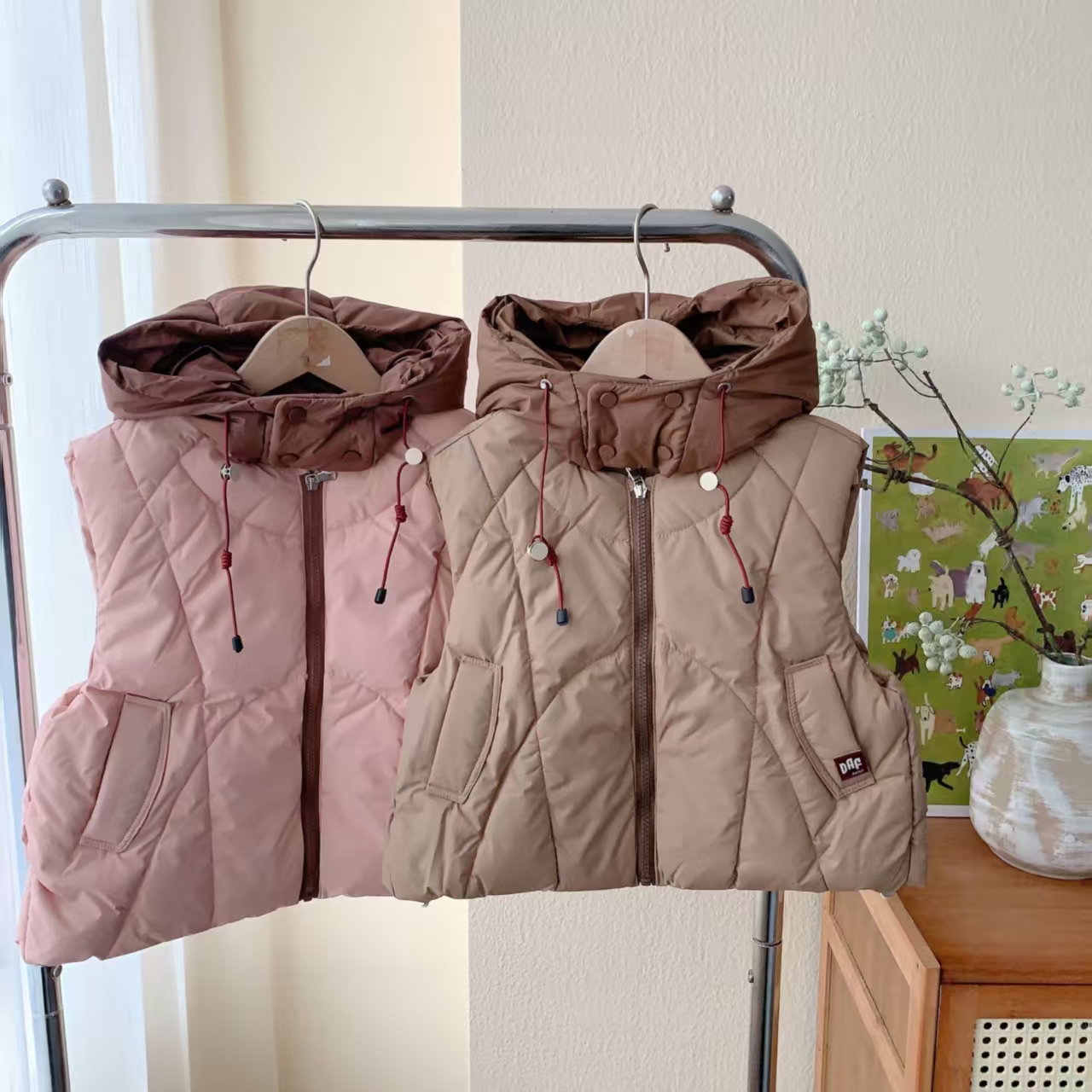 女童冬季韩版棉质休闲连帽加绒棉马甲 252262