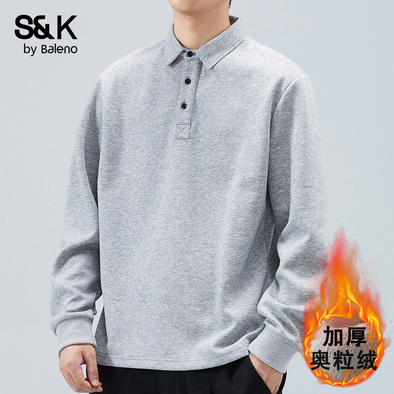 班尼路2025秋冬季长袖Polo衫美式复古POLO衫翻领休闲纯色上衣男款