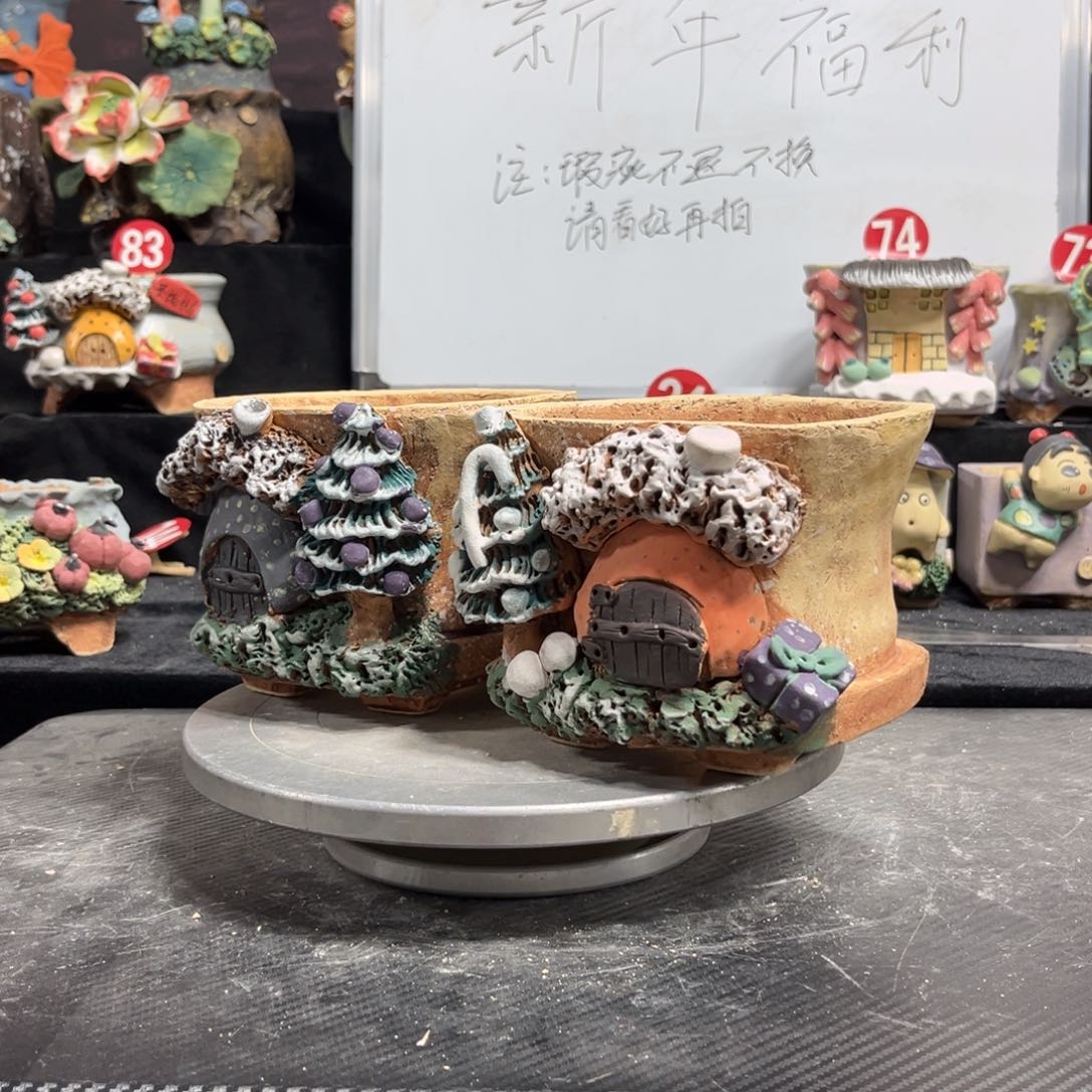 红陶小***°白狐花器多肉花盆