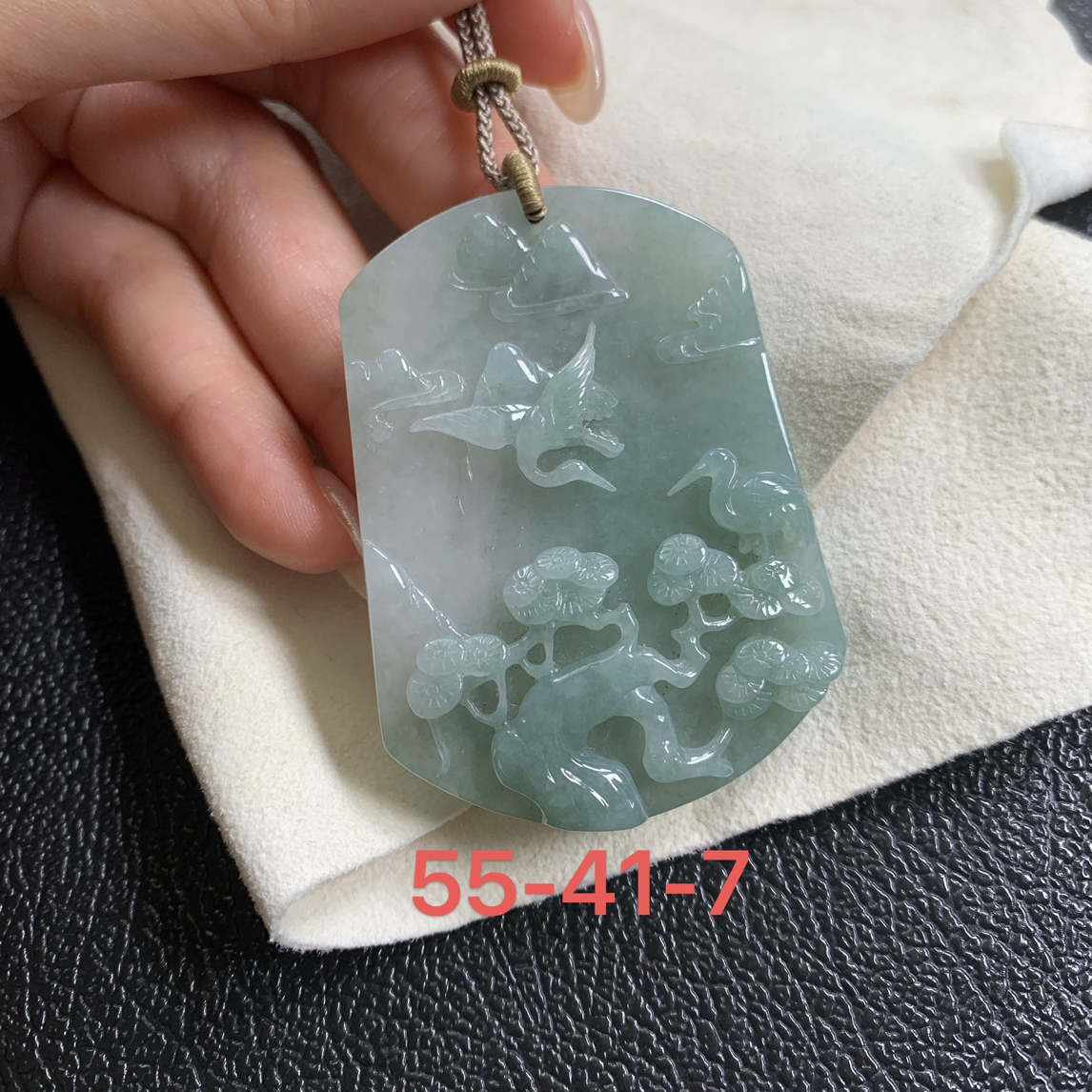 【拍前联系】缅甸天然A货翡翠山水牌吊坠