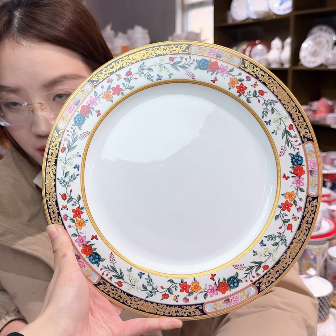 瓷瑕疵品不忒不还 骨瓷10.5英寸平盘27cm 2个外贸骨瓷