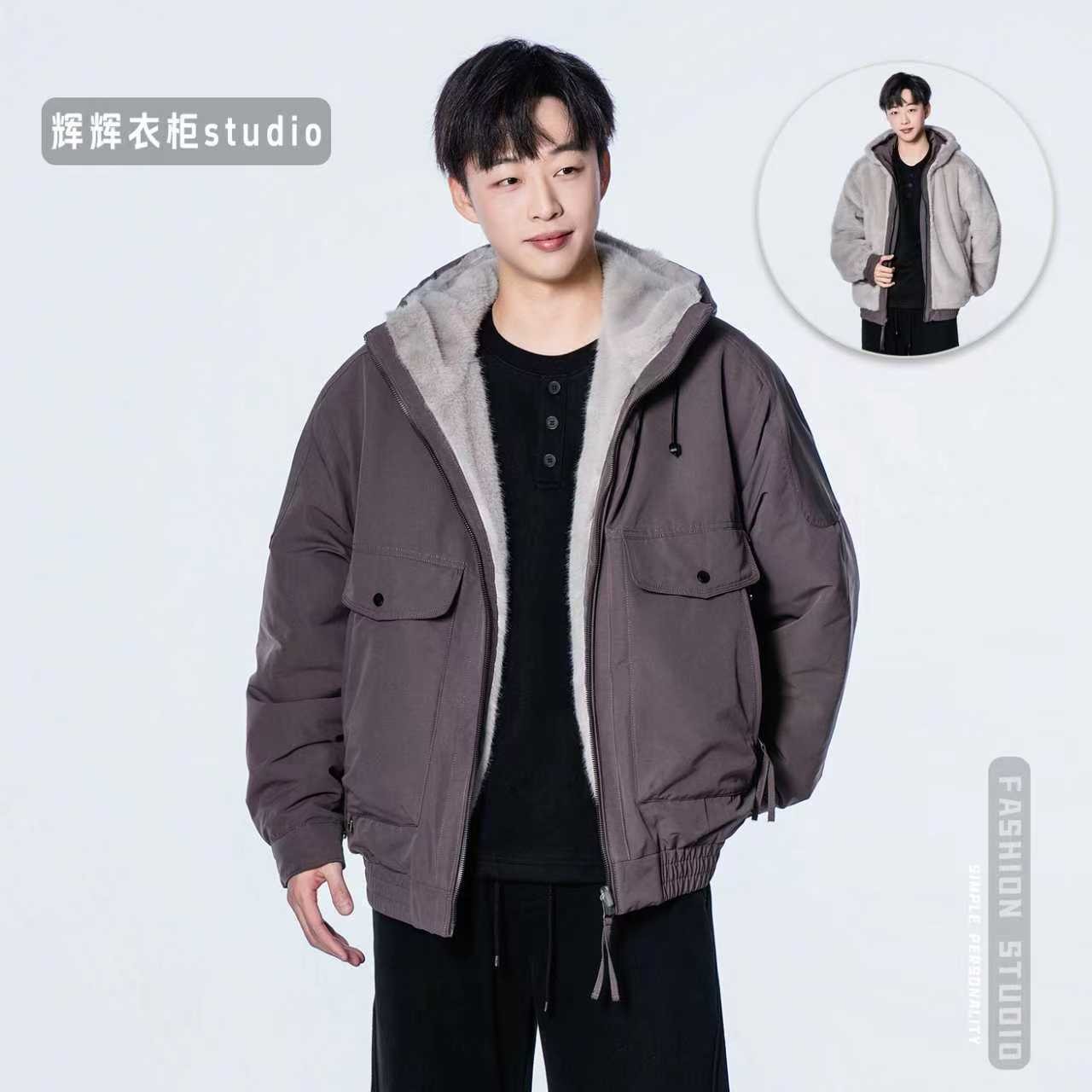 【双面穿座山雕】一件过冬原创银狐绒保暖棉服连帽加绒高质情侣外套