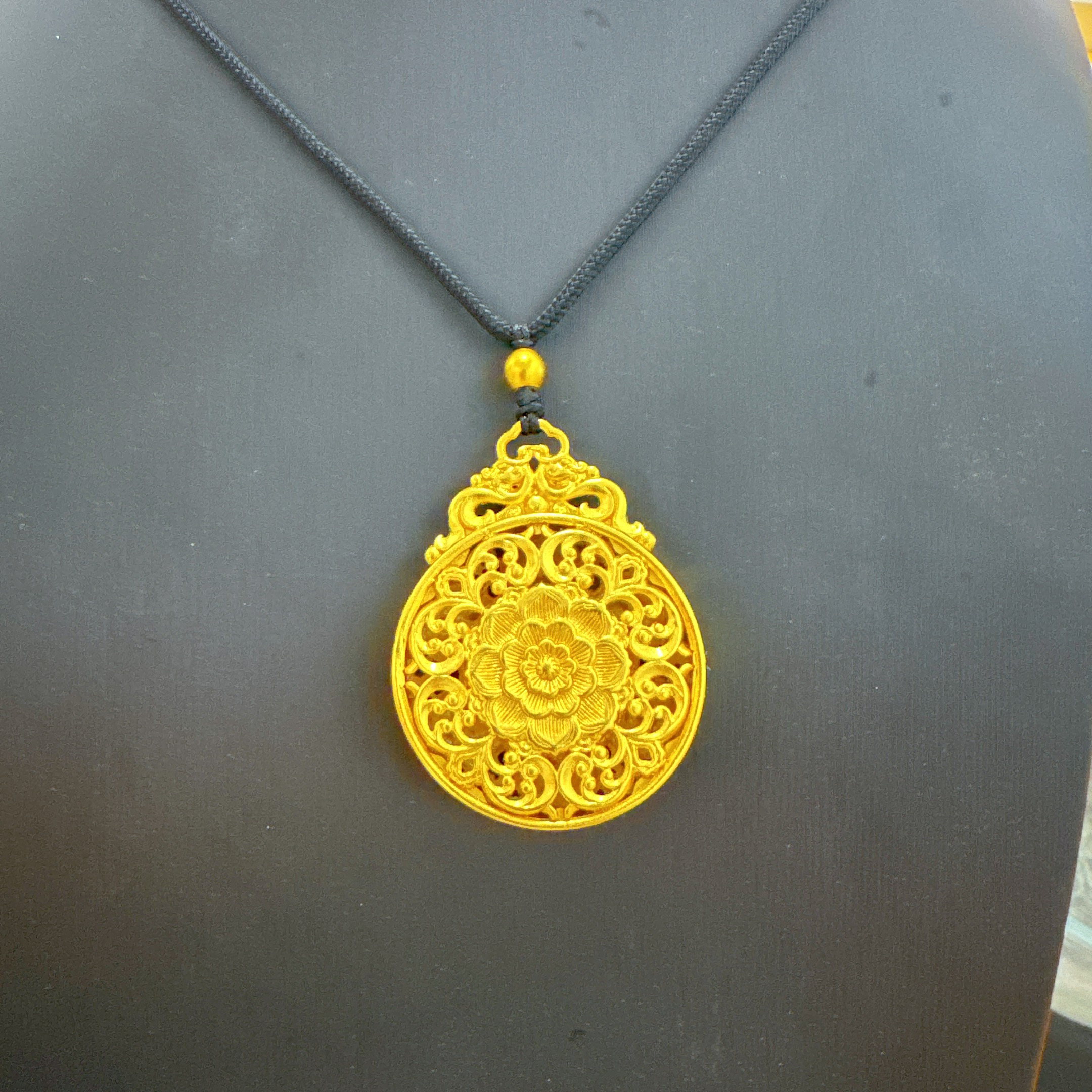 合金吊坠 【精工】花开富贵六字真言吊坠