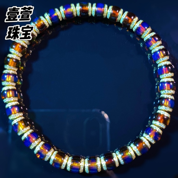 【红蓝钻切】6MM红蓝珀时尚妖艳感钻切手串百搭