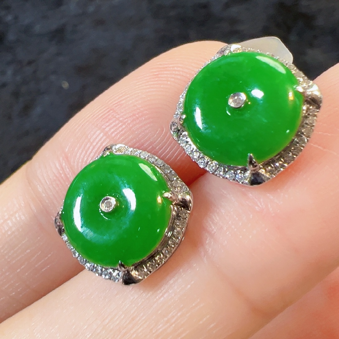 翡翠18K金镶嵌耳饰【福利款】签收后24小时鉴赏期