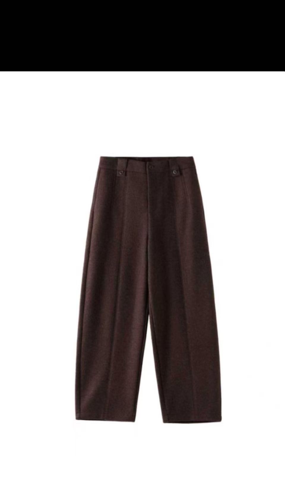 SKL-662高腰纯色秋冬休闲裤休闲阔腿裤秋季口袋时尚元宝裤