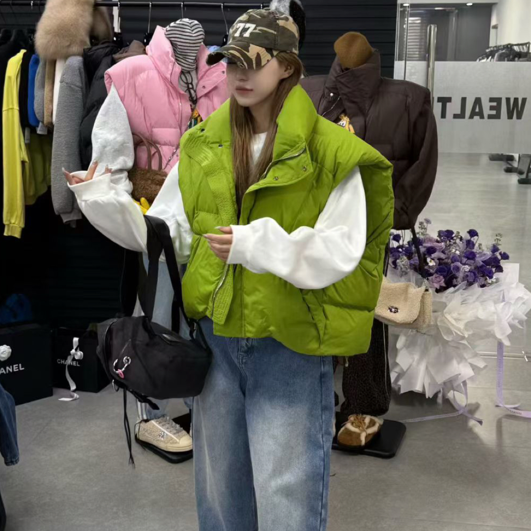 GOD正版财神家2025年冬季新款洋气抽绳前短后长宽松百搭羽绒马甲