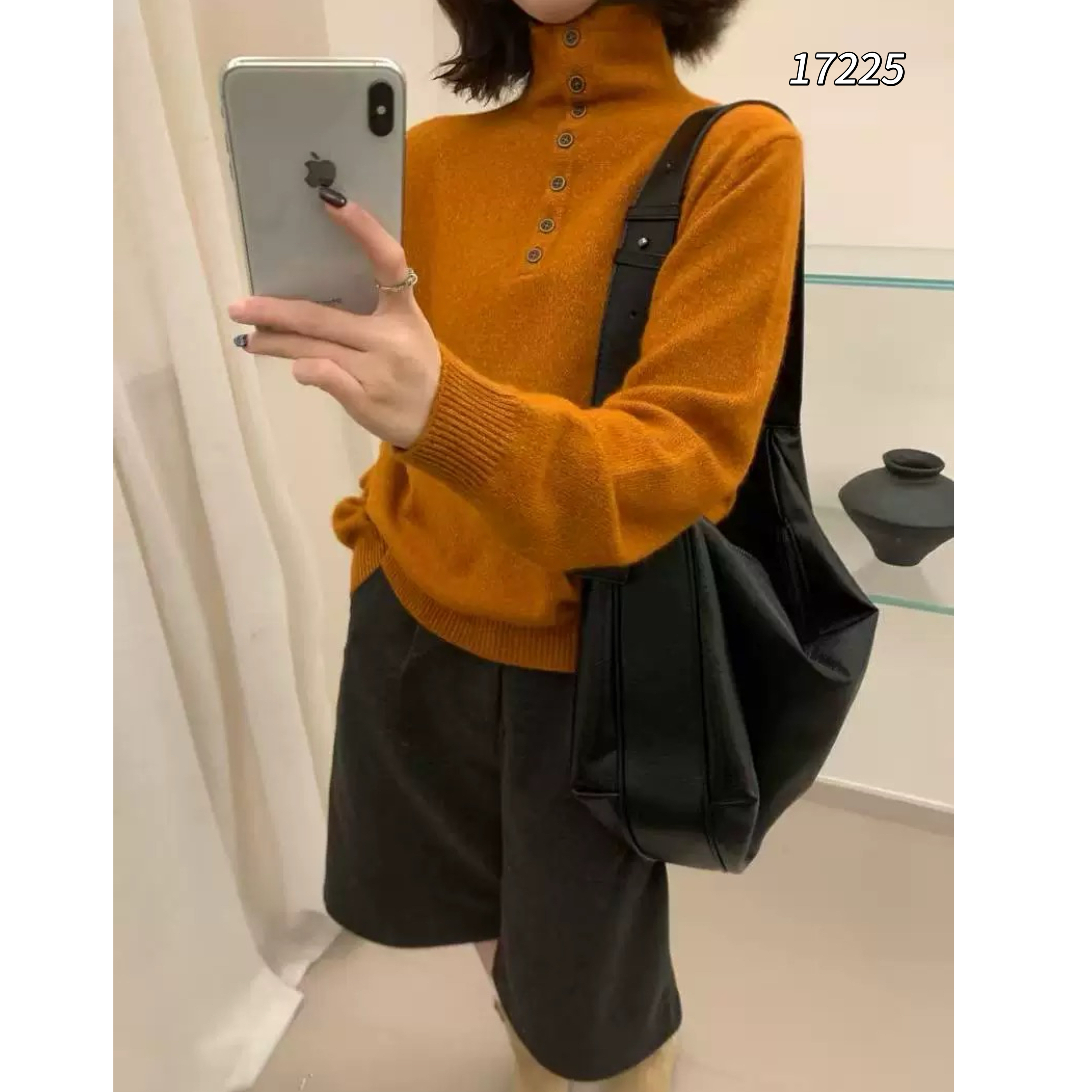 17225 CHUXUN（部分无水洗唛，介意慎拍)半高领亨利领刺绣针织衫