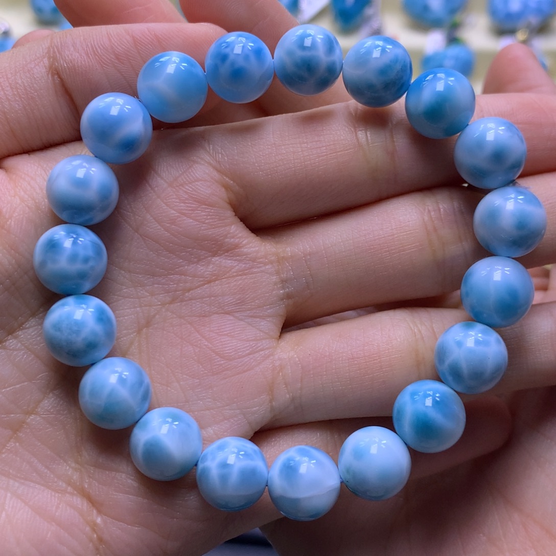 针钠钙石（海纹石）未镶嵌手串10+手串色差略异