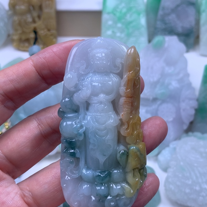 定制翡翠未镶嵌挂件站观音挂件