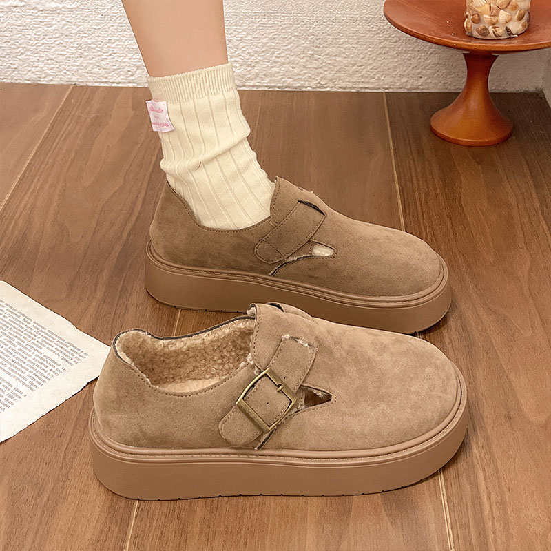 勃肯鞋女2025新款秋冬季厚底增高全包孕妇一脚蹬博肯单鞋加绒棉鞋