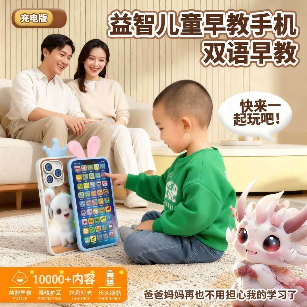 0-3岁婴幼早教益智充电手机玩具可啃咬真触屏电话儿童仿真宝宝