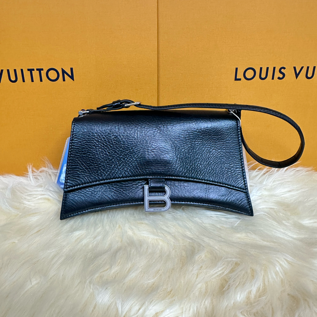 修复品【全原无修复】Balenciaga/巴黎世家黑色中号沙漏包单肩背包