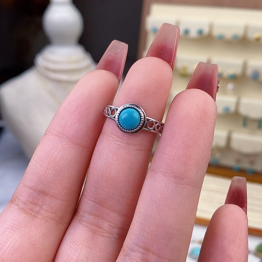 绿松石戒指银S925镶嵌