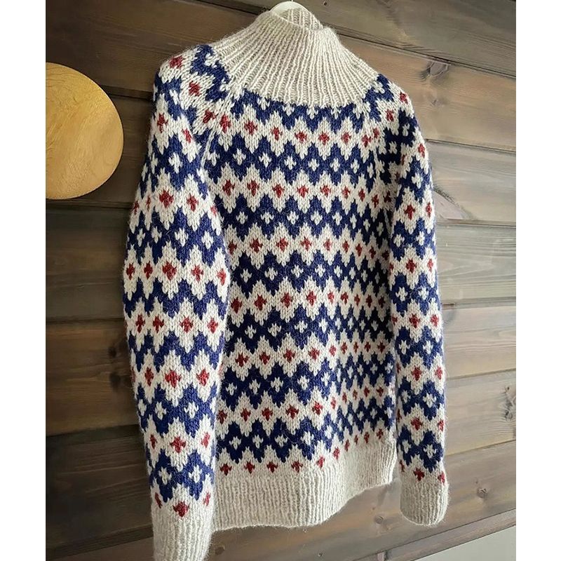 OQ05269秋冬欧货高领保暖撞色套头针织衫女法式复古慵懒高级毛衣