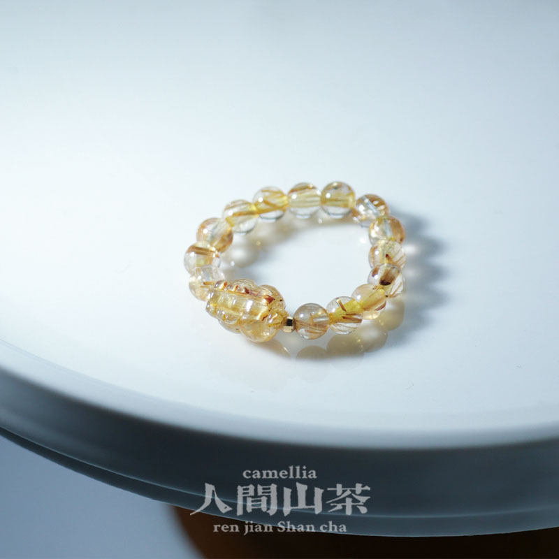 人间山茶 A6-1457  18K黄发晶戒指  多样性发其一