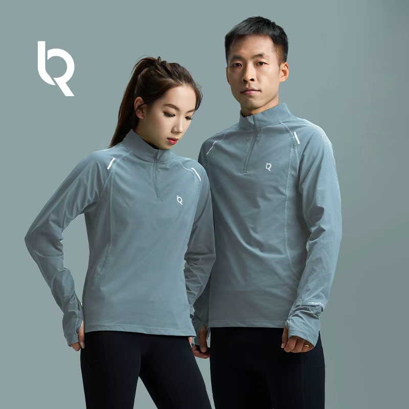 锐零运动新款秋季马拉松训练拉链长袖跑步速干衣立领男女微修身款