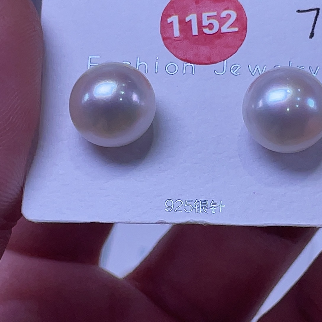 漫***生淡水珍珠银S925镶嵌耳饰