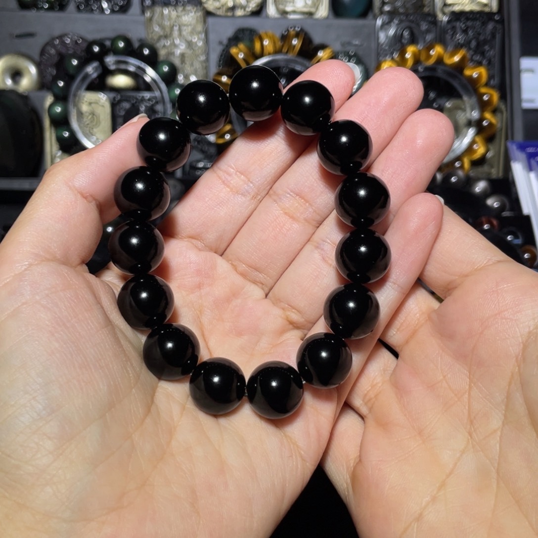 *****黑曜岩未镶嵌手链手串