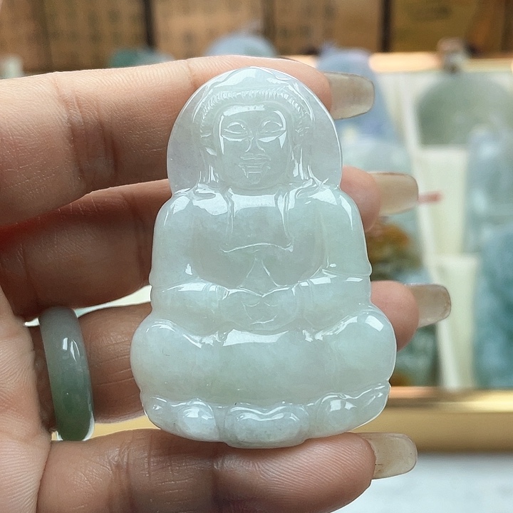 翡翠未镶嵌颈饰天然翡翠A货正装观音