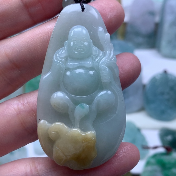 定制翡翠未镶嵌挂件逍遥佛挂件