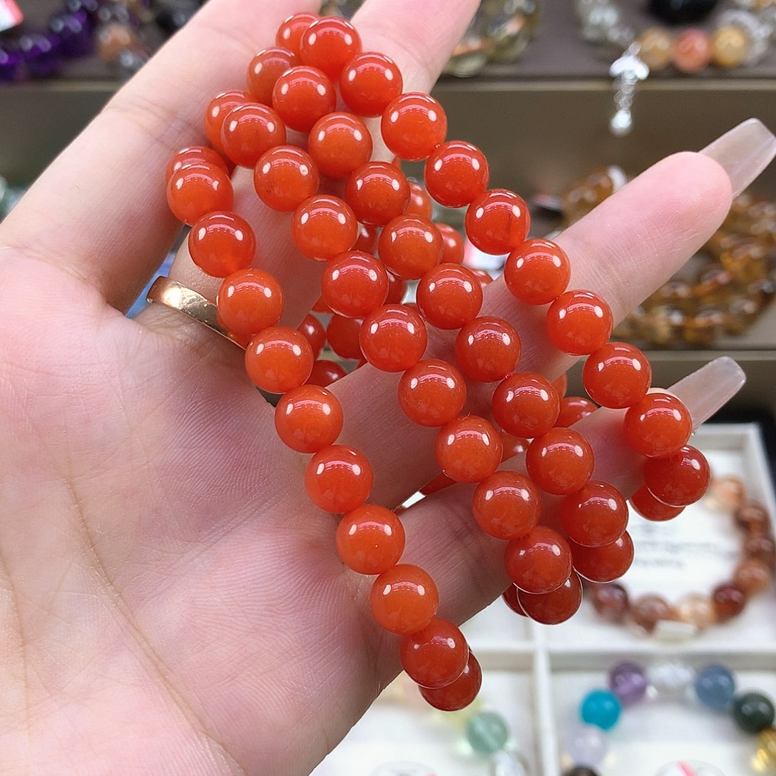 水晶手串未镶嵌红玛瑙