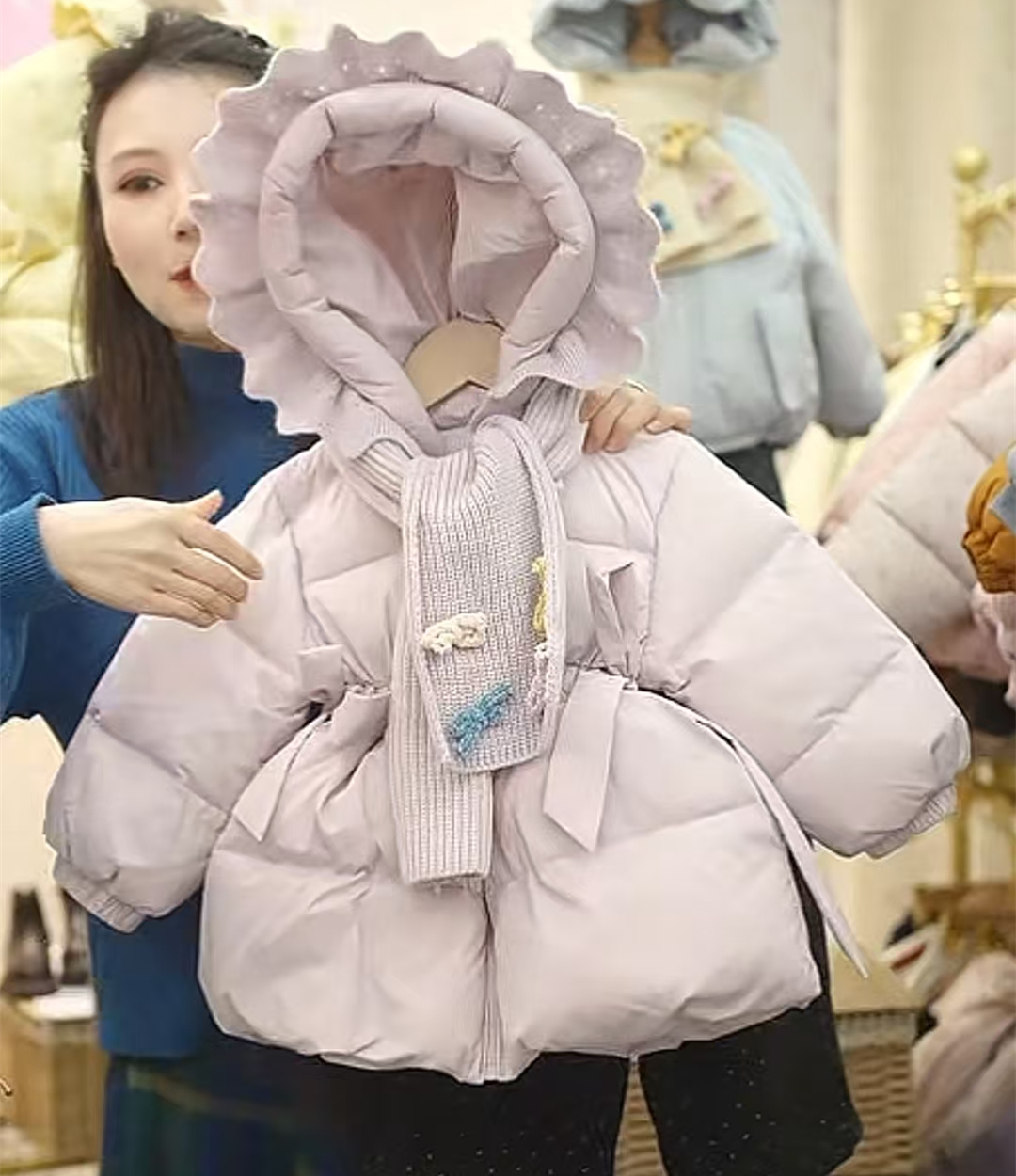 女童加绒棉衣冬季新款韩版公主风加厚保暖连帽棉服外套甜美童装潮