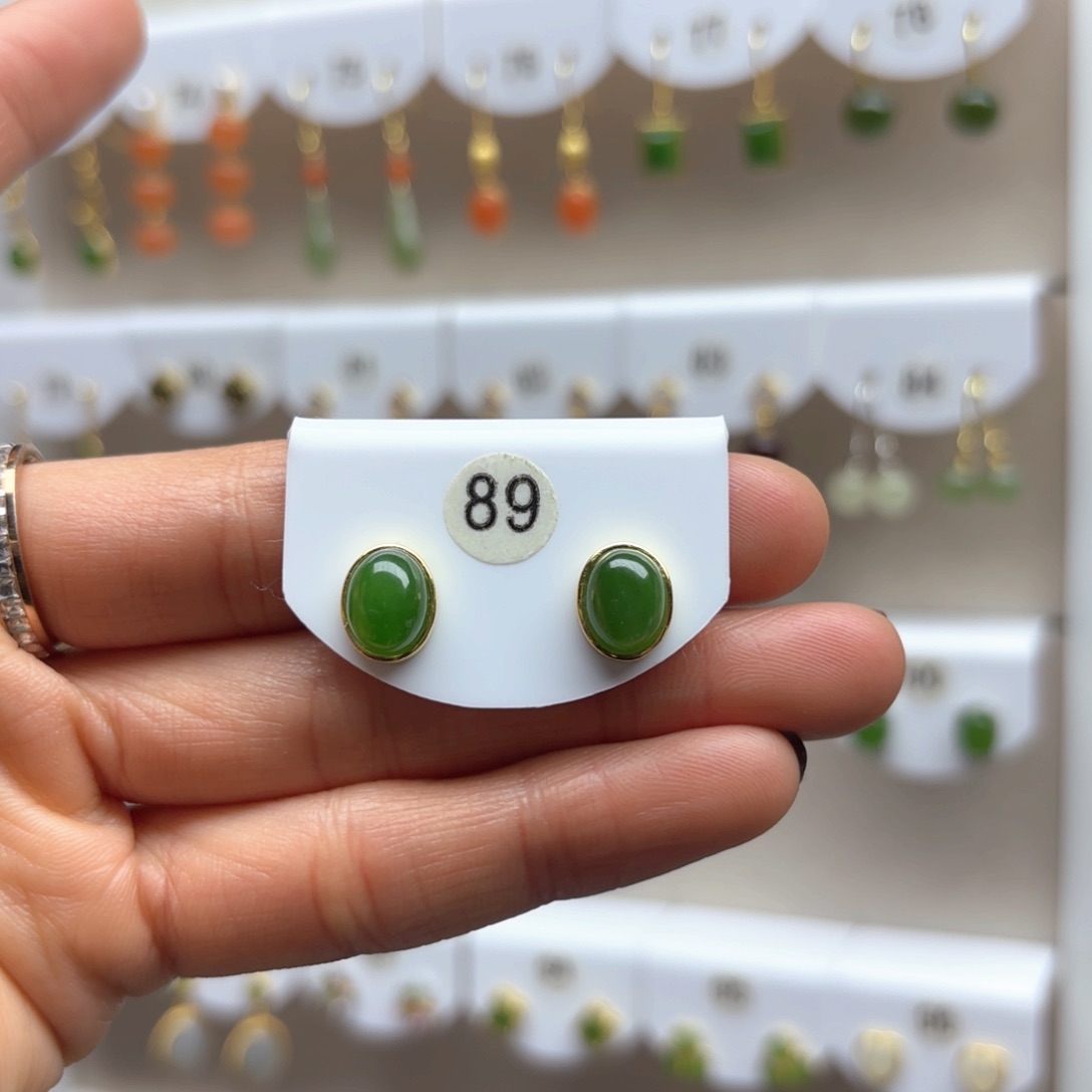 和田玉耳饰银S925镶嵌2